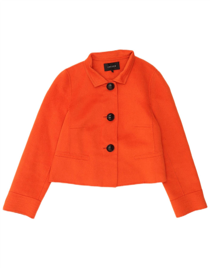 Jaeger Womens 3 Button Bolero Jacket UK 12 Medium Orange Angora