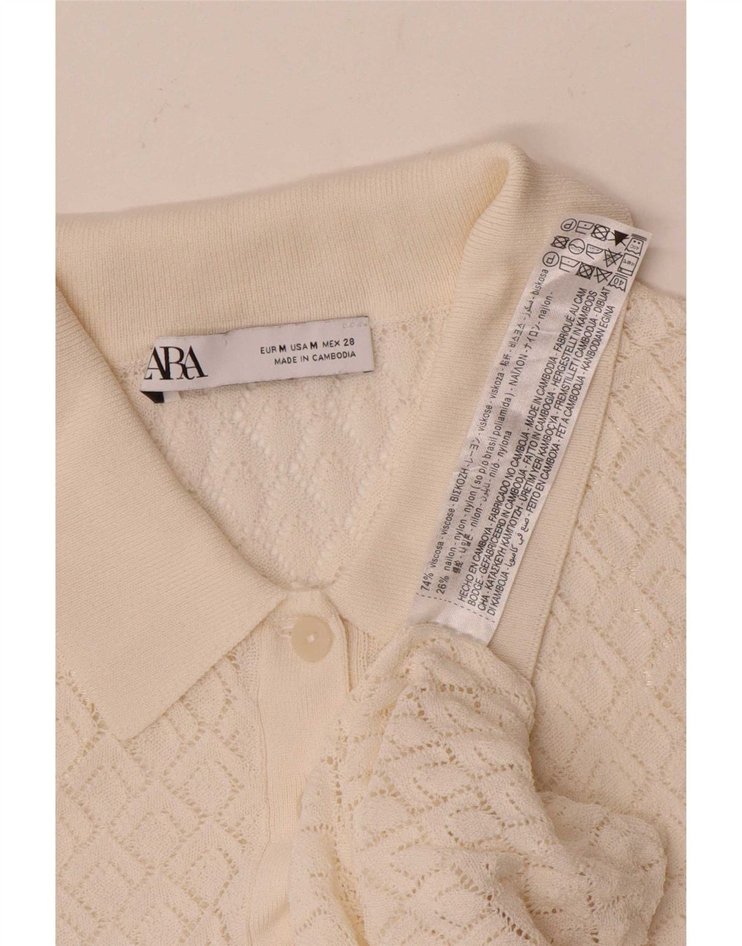 Zara Womens Polo Neck Jumper Sweater UK 12 Medium White Viscose