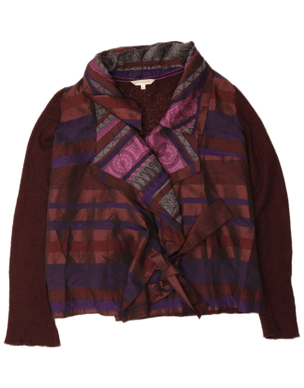 Jacqueline Riu Womens Front Tie Cardigan Sweater UK 18 XL Brown Striped