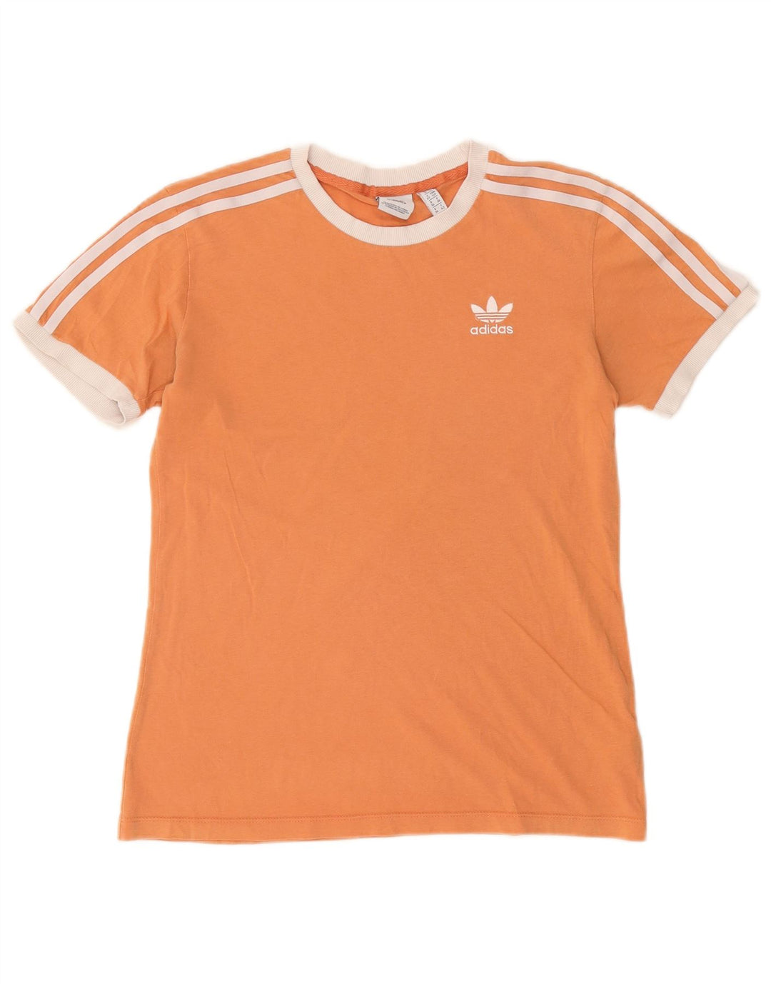 Adidas Womens T-Shirt Top UK 10 Small Orange Cotton