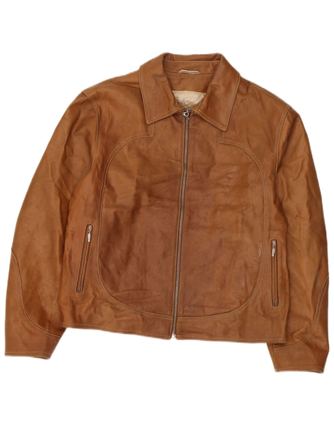 J.J.Scott Mens Leather Jacket IT 50 Large Brown