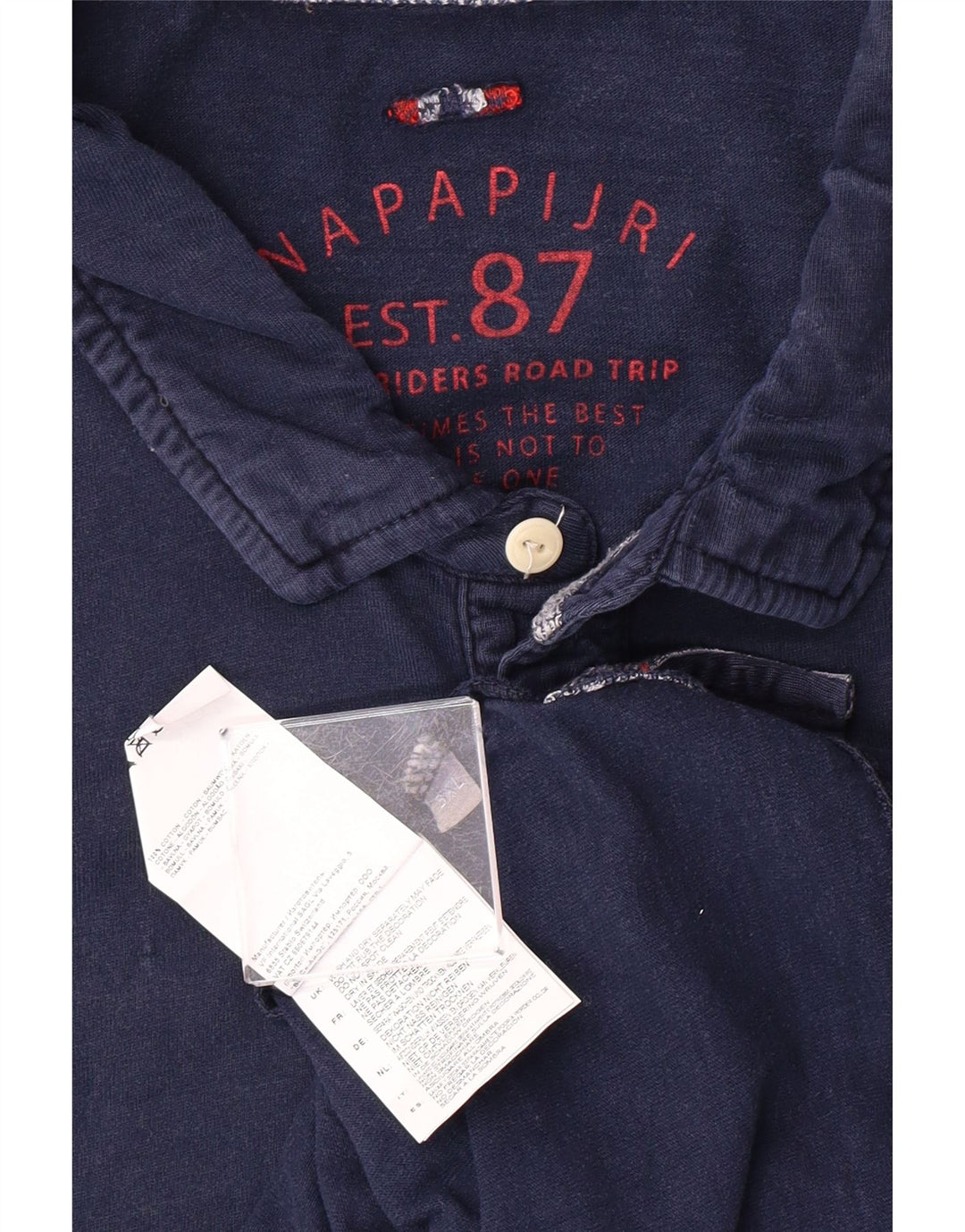 NAPAPIJRI Mens Graphic Polo Shirt 3XL Navy Blue Cotton