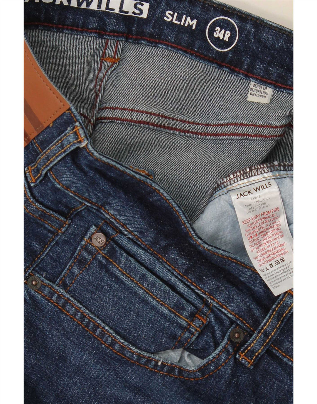 Jack Wills Mens Slim Jeans W34 L31 Navy Blue Cotton