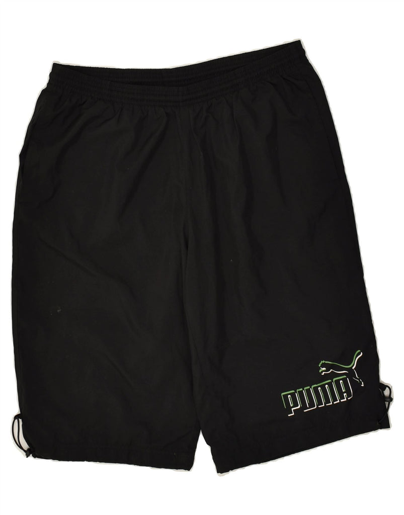 PUMA Mens Graphic Sport Shorts Large Black Polyester | Vintage Puma | Thrift | Second-Hand Puma | Used Clothing | Messina Hembry 