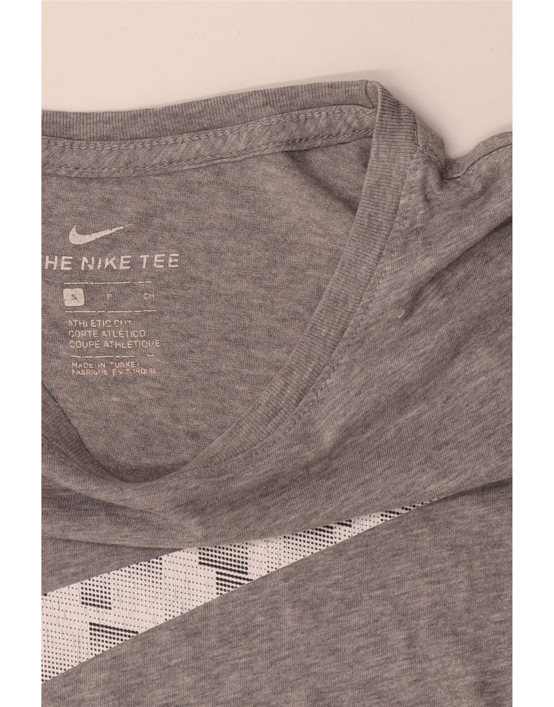 Nike Mens Athletic Cut Graphic T-Shirt Top Small Grey Flecked Cotton