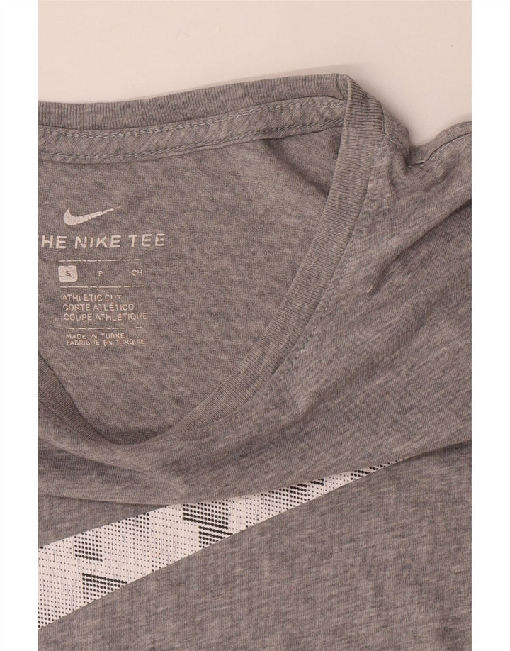 Nike Mens Athletic Cut Graphic T-Shirt Top Small Grey Flecked Cotton