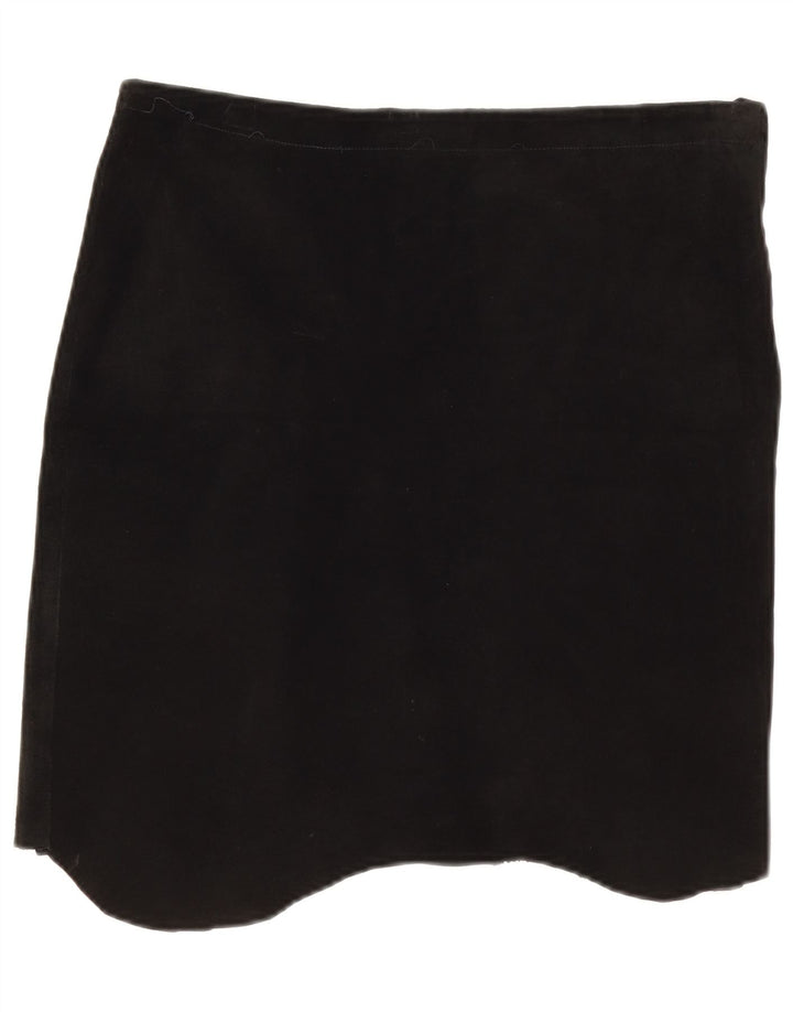 Vintage Womens Suede Asymmetrical Skirt W32 Large Black