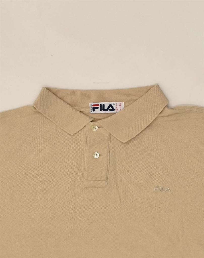 FILA Mens Polo Shirt Small Beige Cotton | Vintage Fila | Thrift | Second-Hand Fila | Used Clothing | Messina Hembry 