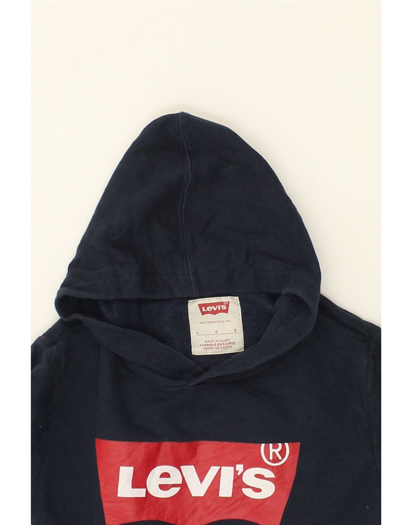 LEVI'S Boys Graphic Hoodie Jumper 10-11 Years Large Navy Blue Cotton | Vintage Levi's | Thrift | Second-Hand Levi's | Used Clothing | Messina Hembry 