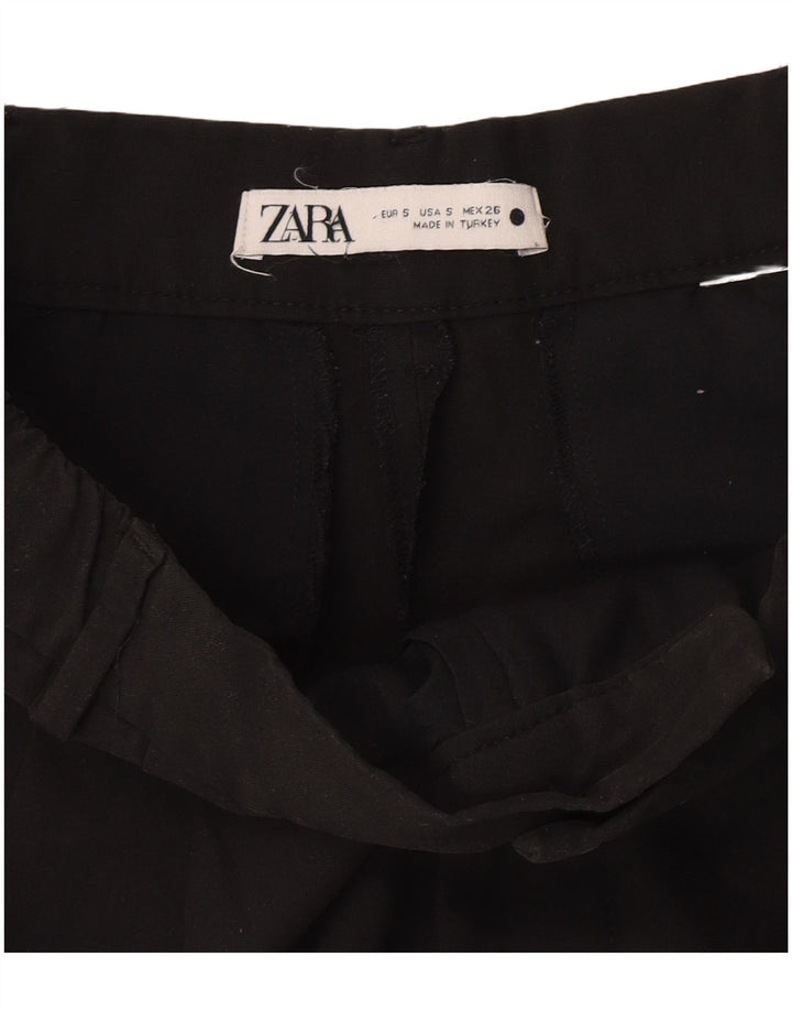ZARA Womens Pegged Cropped Trousers Small W26 L25 Black