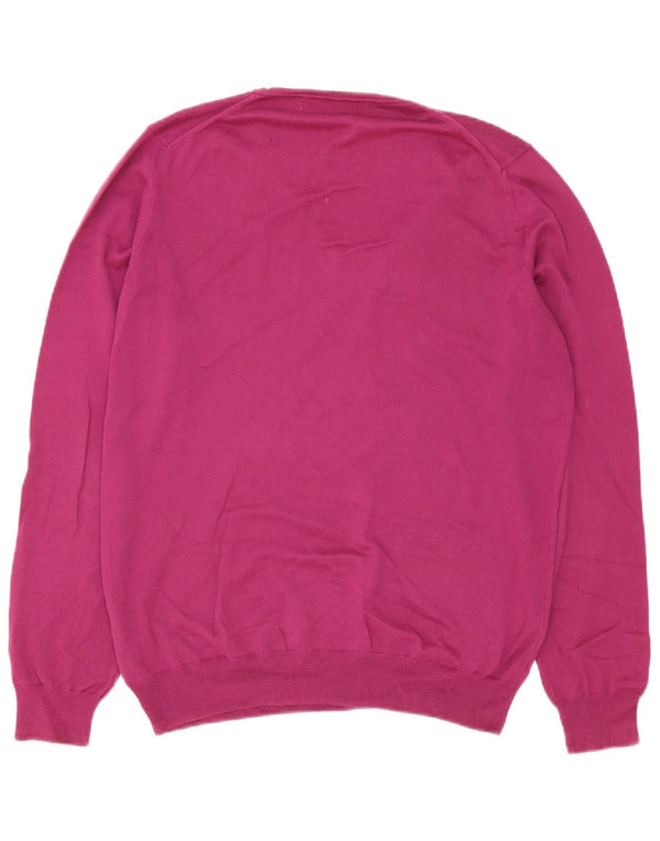 Zara Mens V-Neck Jumper Sweater Large Purple Cotton