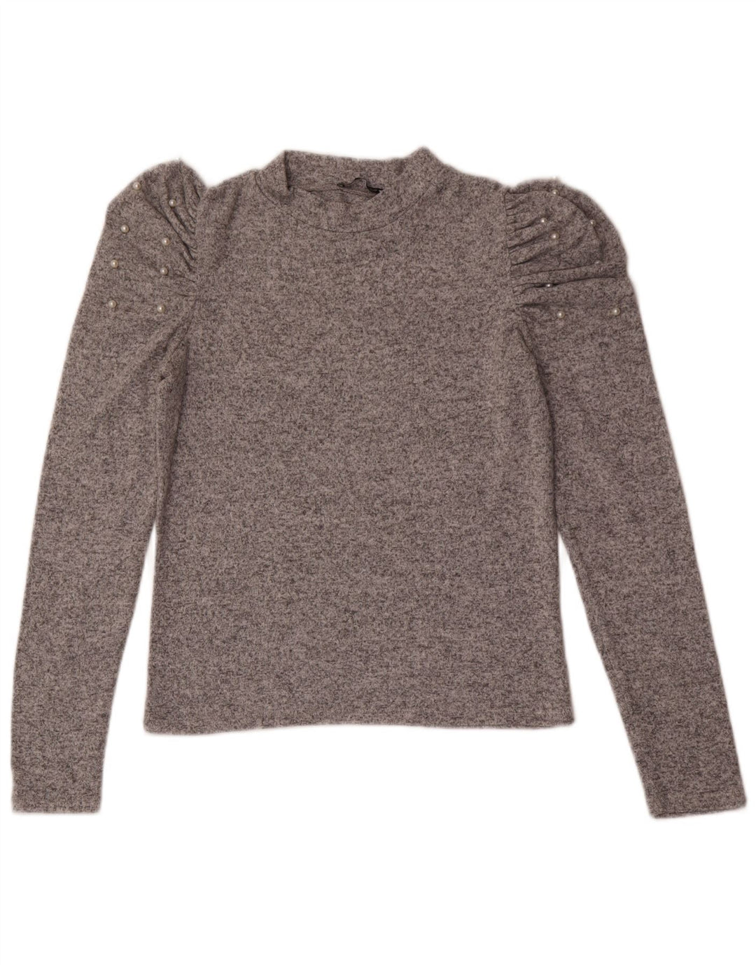Zara Womens Top Long Sleeve UK 12 Medium Grey