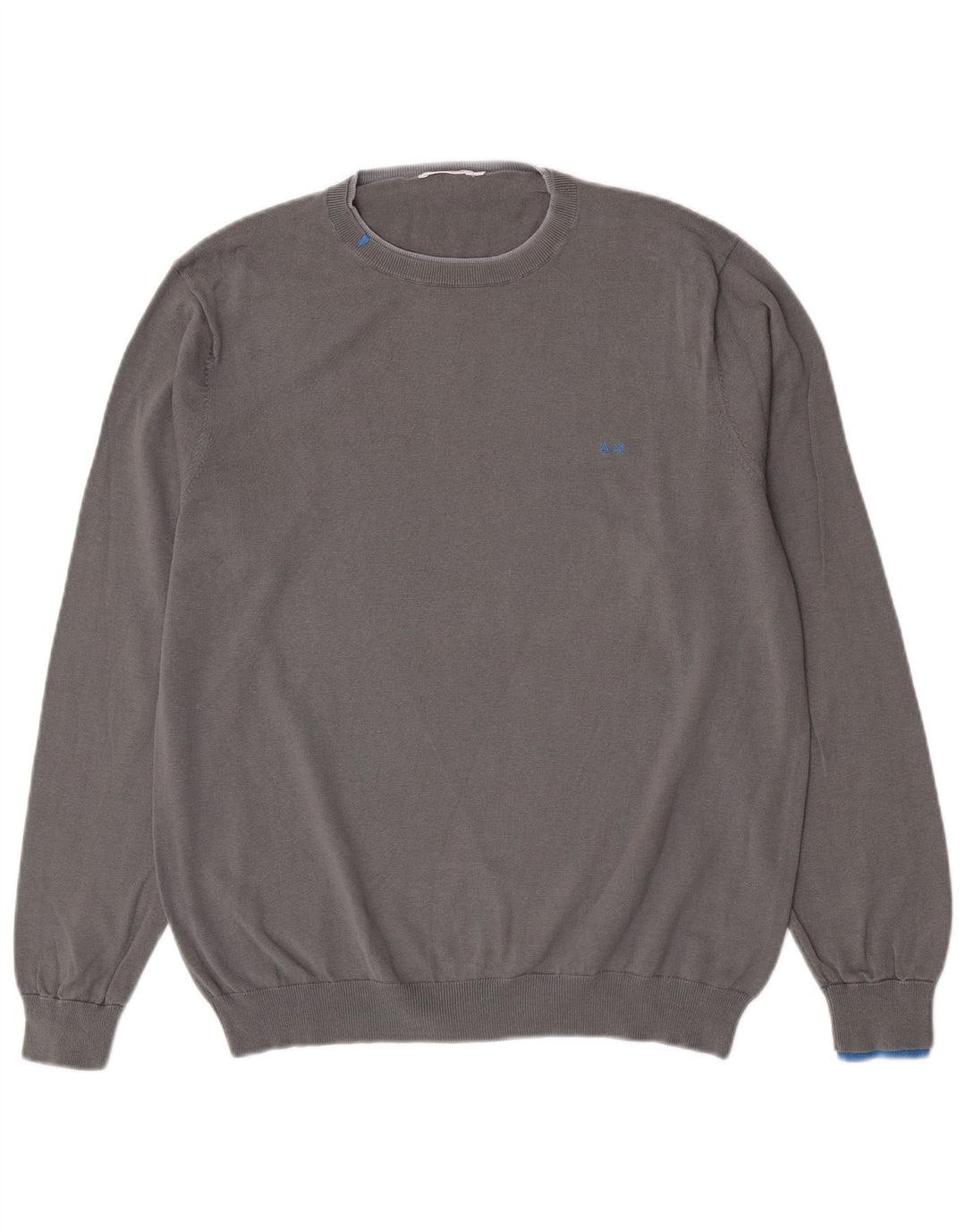 Sun68 Mens Crew Neck Jumper Sweater Large Grey Cotton