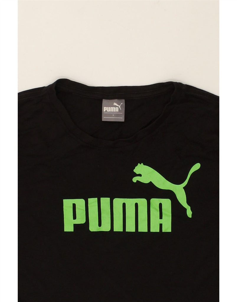 PUMA Mens Graphic T-Shirt Top Small Black Cotton | Vintage Puma | Thrift | Second-Hand Puma | Used Clothing | Messina Hembry 