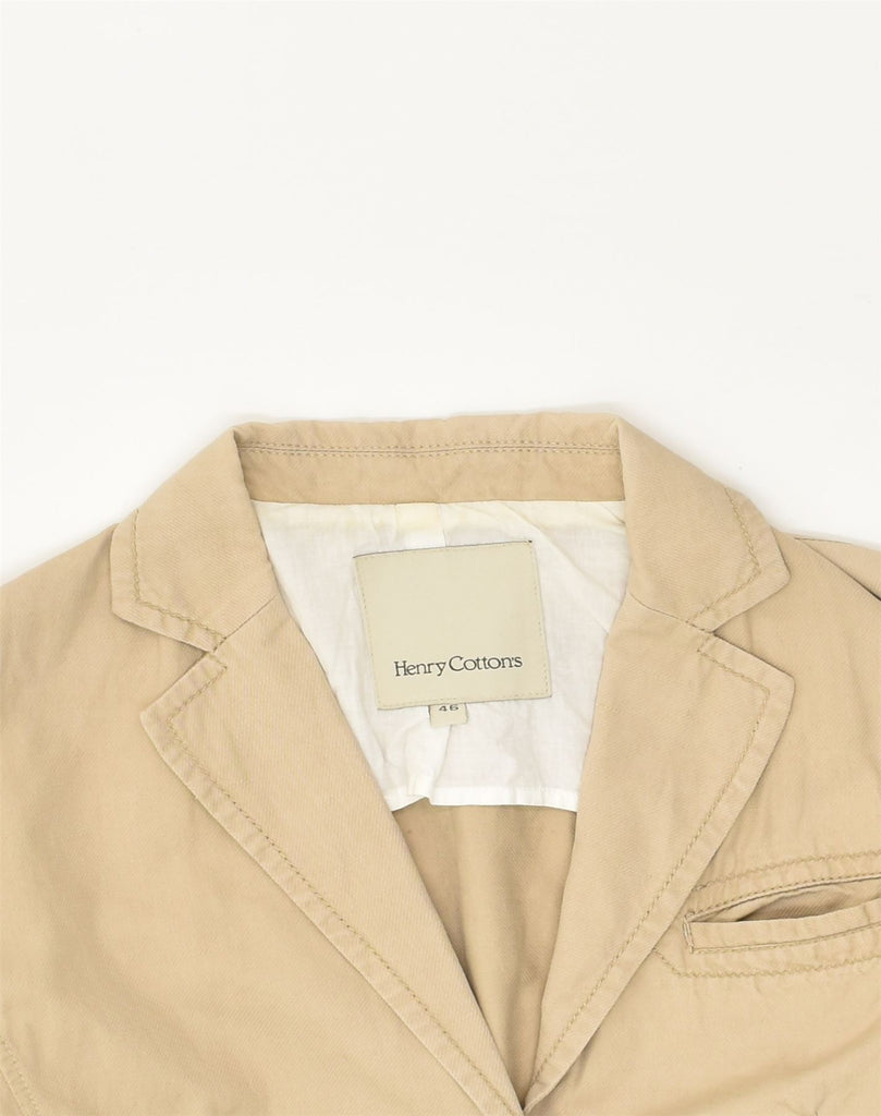 HENRY COTTONS Womens 2 Button Blazer Jacket IT 46 Large Beige Cotton | Vintage Henry Cottons | Thrift | Second-Hand Henry Cottons | Used Clothing | Messina Hembry 