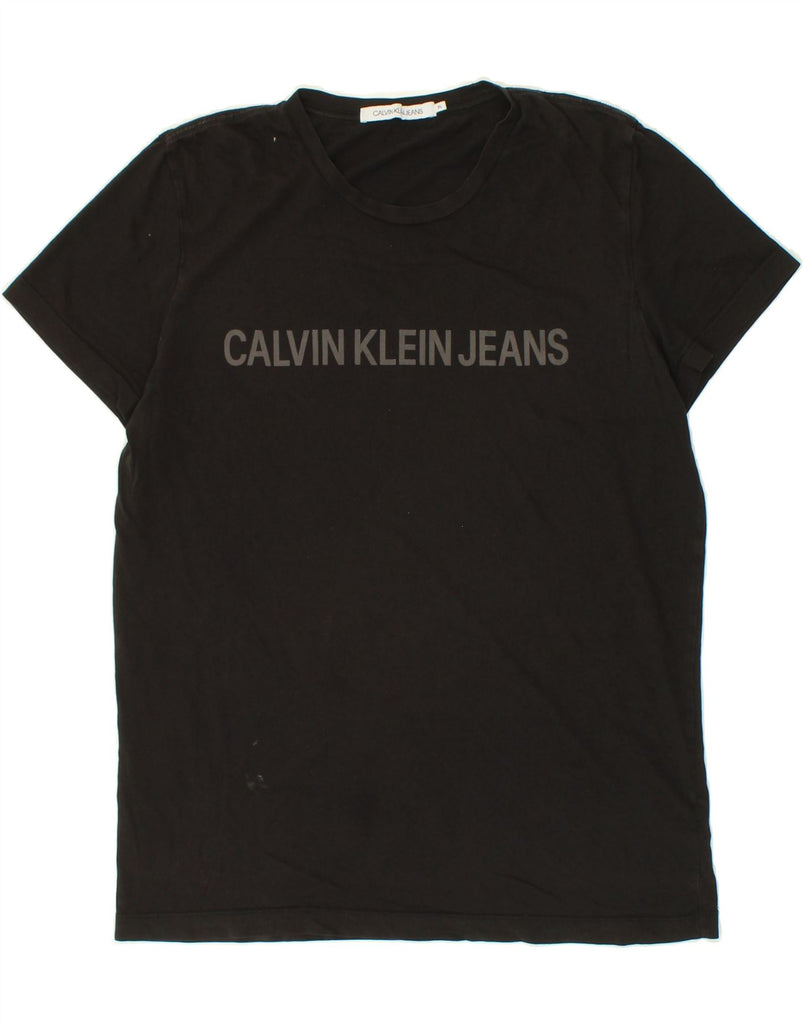 CALVIN KLEIN JEANS Mens Graphic T-Shirt Top XL Black Cotton Vintage Calvin Klein Jeans and Second-Hand Calvin Klein Jeans from Messina Hembry 