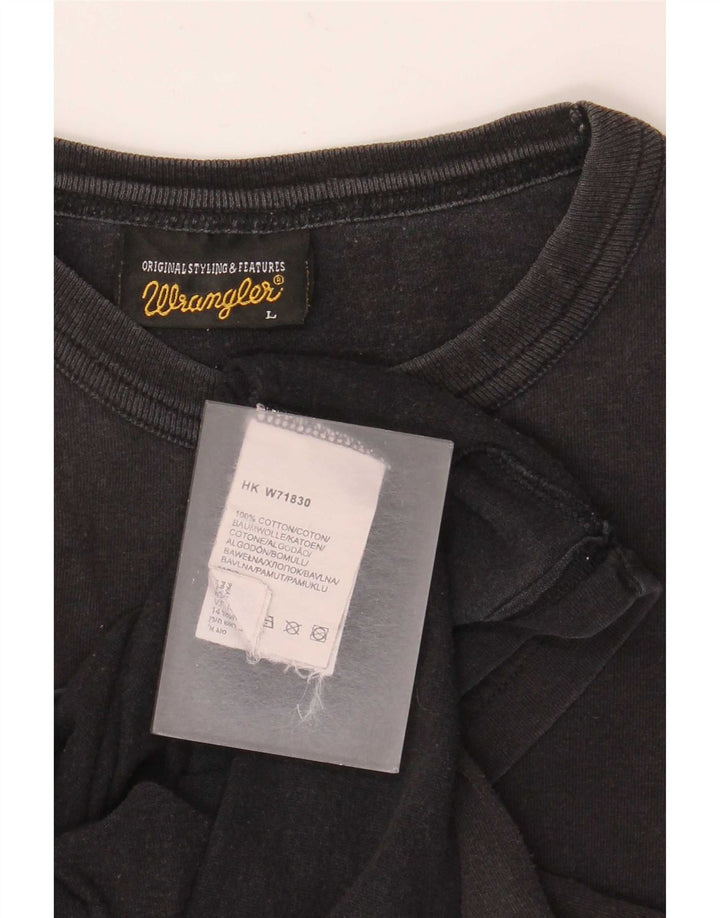 Wrangler Mens Graphic T-Shirt Top Large Black Cotton