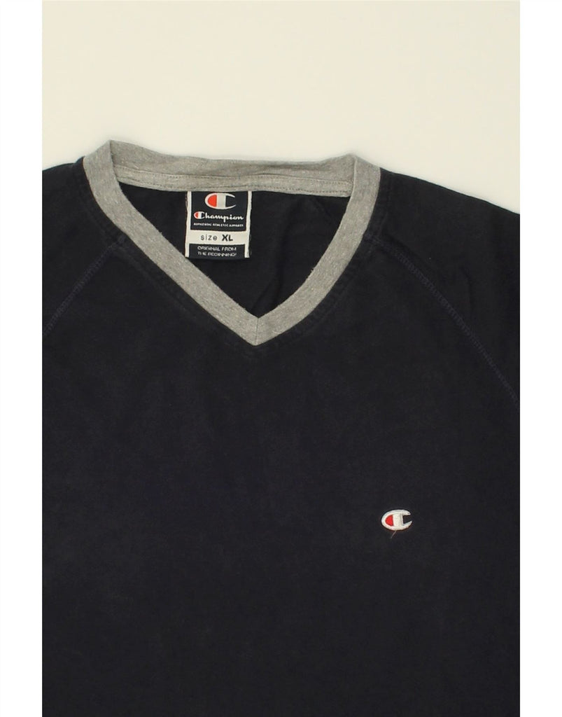 CHAMPION Mens T-Shirt Top XL Navy Blue Cotton | Vintage Champion | Thrift | Second-Hand Champion | Used Clothing | Messina Hembry 