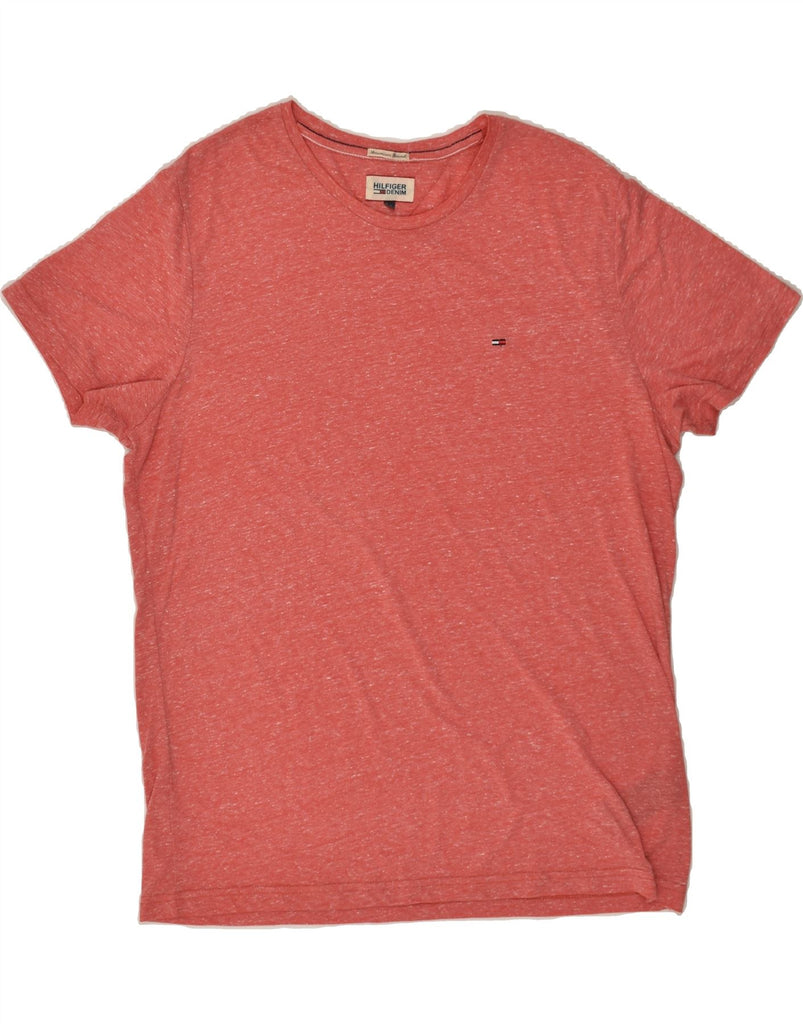 TOMMY HILFIGER Mens T-Shirt Top 2XL Pink Flecked Polyester | Vintage Tommy Hilfiger | Thrift | Second-Hand Tommy Hilfiger | Used Clothing | Messina Hembry 