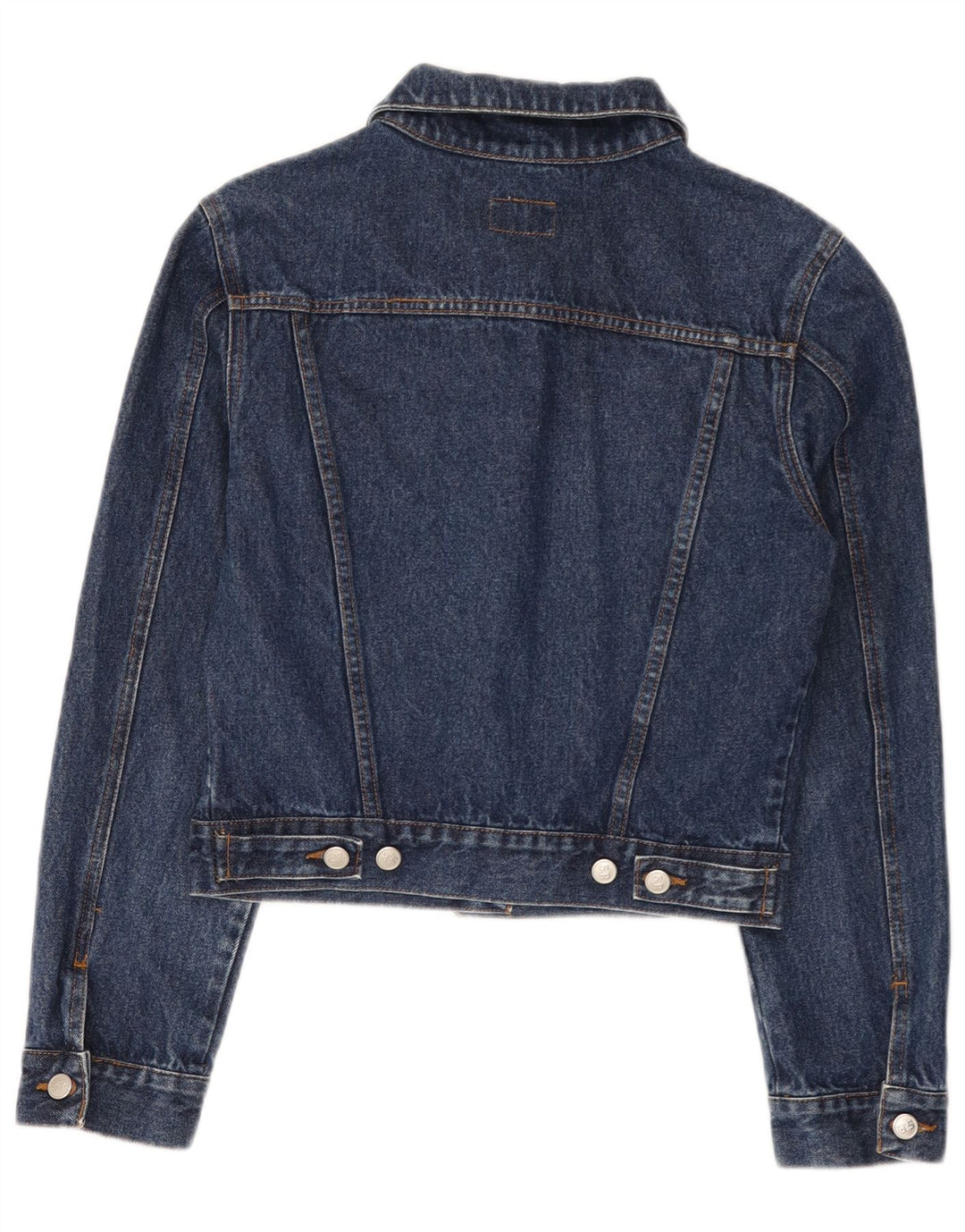 Vintage Womens Crop Denim Jacket UK 14 Medium Blue Cotton