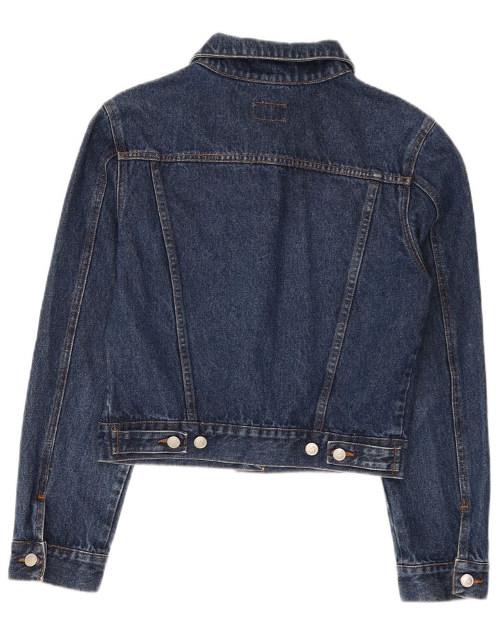 Vintage Womens Crop Denim Jacket UK 14 Medium Blue Cotton