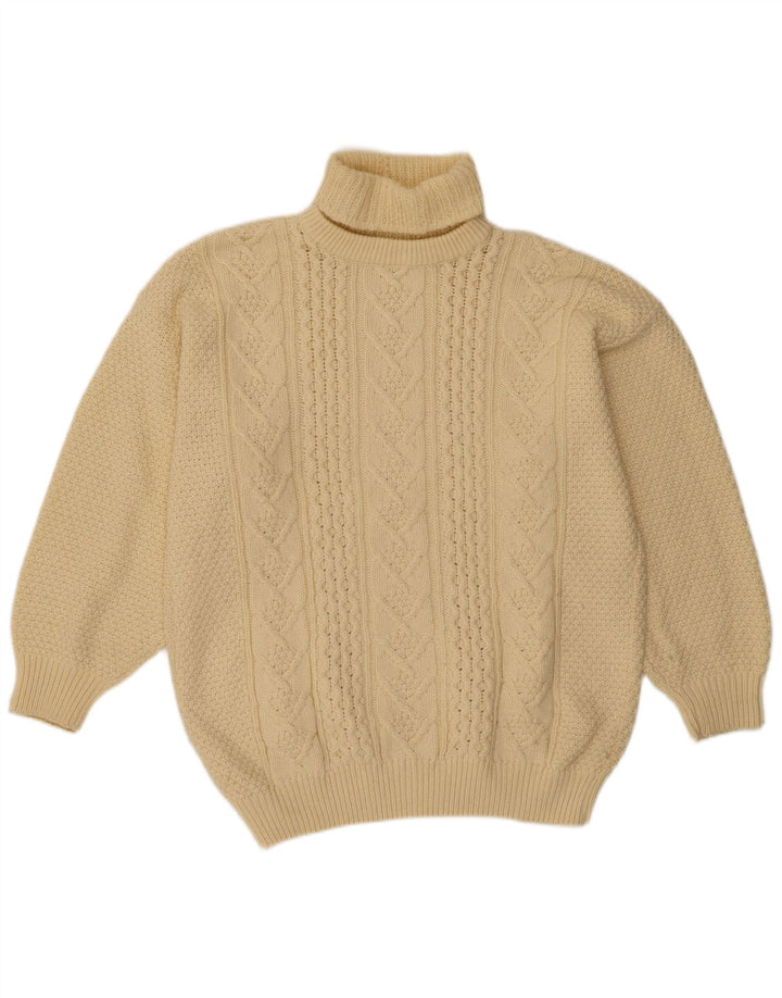 VINTAGE Womens Roll Neck Jumper Sweater UK 18 XL Off White Wool