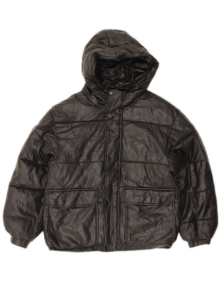 Zara Boys Hooded Padded Jacket 11-12 Years Black Polyester