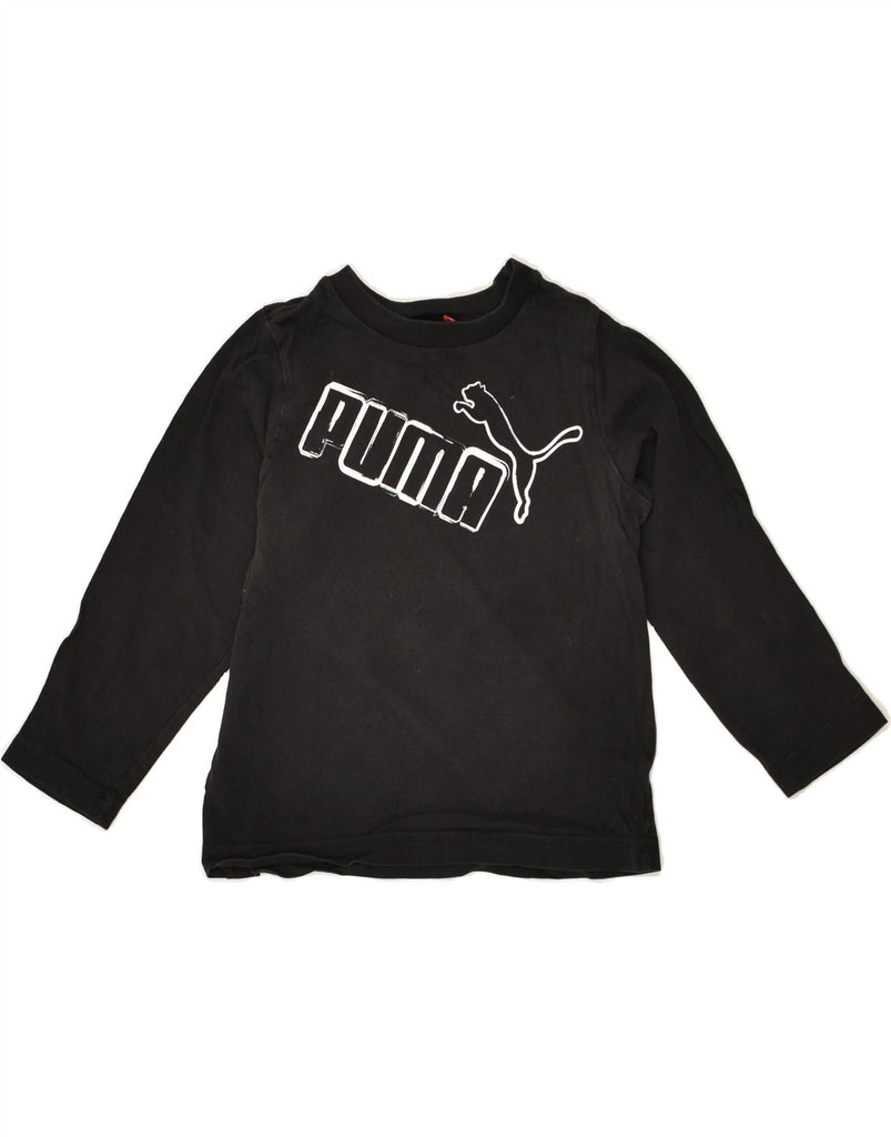 PUMA Boys Graphic Top Long Sleeve 5-6 Years Black Cotton | Vintage Puma | Thrift | Second-Hand Puma | Used Clothing | Messina Hembry 