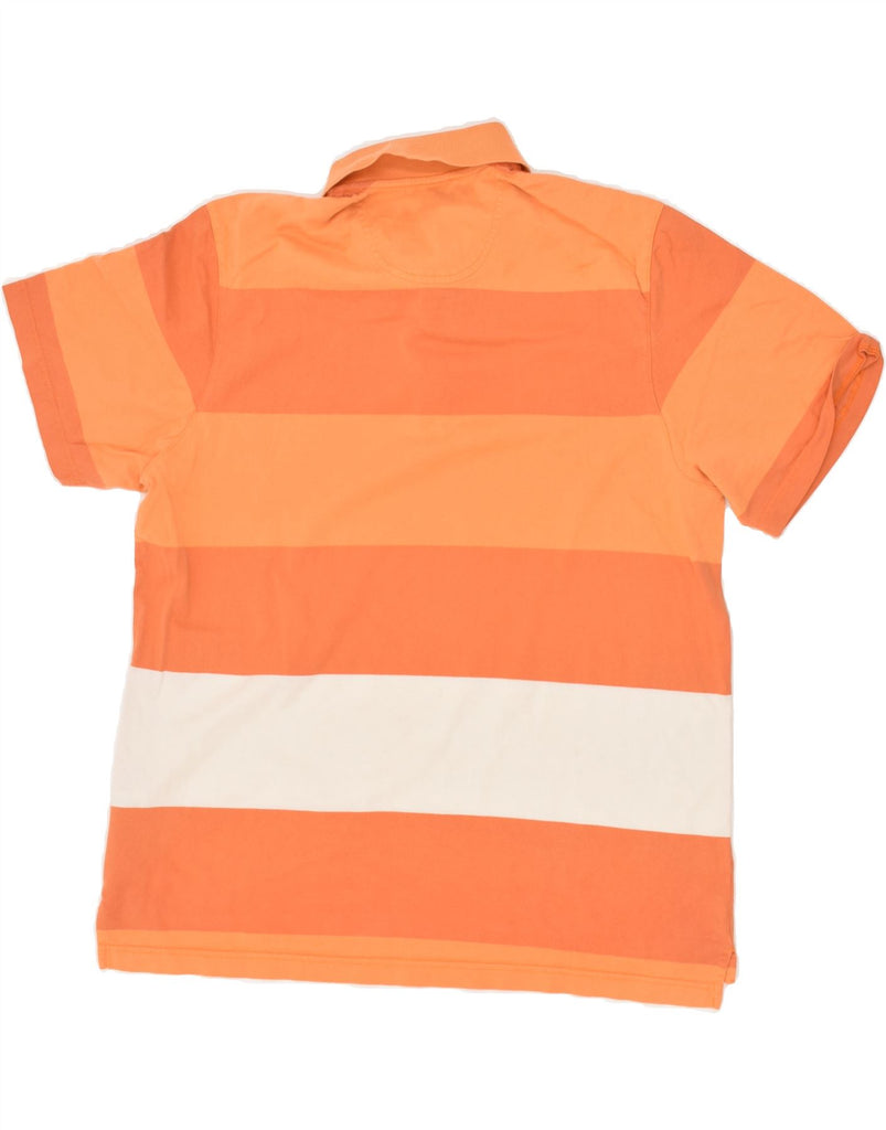 ADIDAS Mens Polo Shirt Large Orange Striped Cotton Vintage Adidas and Second-Hand Adidas from Messina Hembry 