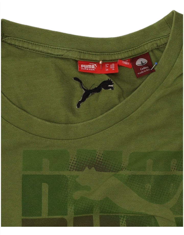 Puma Mens Graphic Top Long Sleeve XL Green Cotton