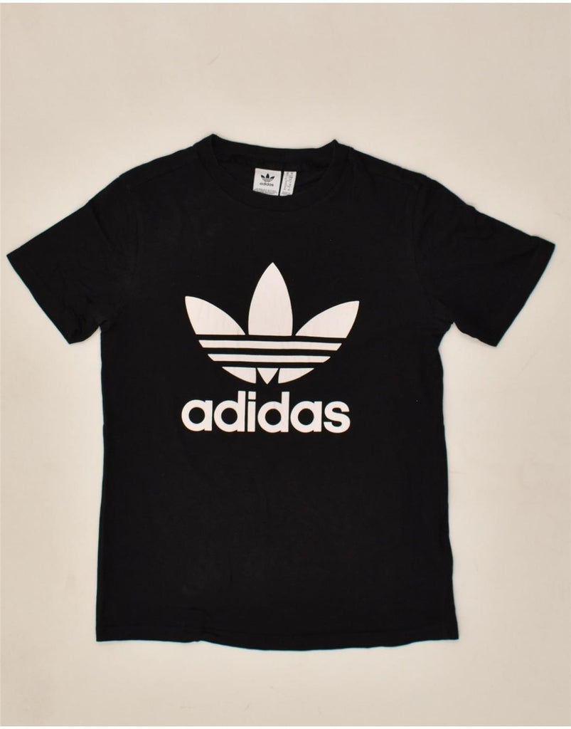 ADIDAS Womens Graphic T-Shirt Top UK 10 Small Black Cotton | Vintage Adidas | Thrift | Second-Hand Adidas | Used Clothing | Messina Hembry 