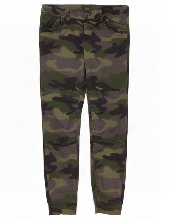 Benetton Girls Joggers Casual Trousers 15-16 Years W28 L28 Green Camouflage