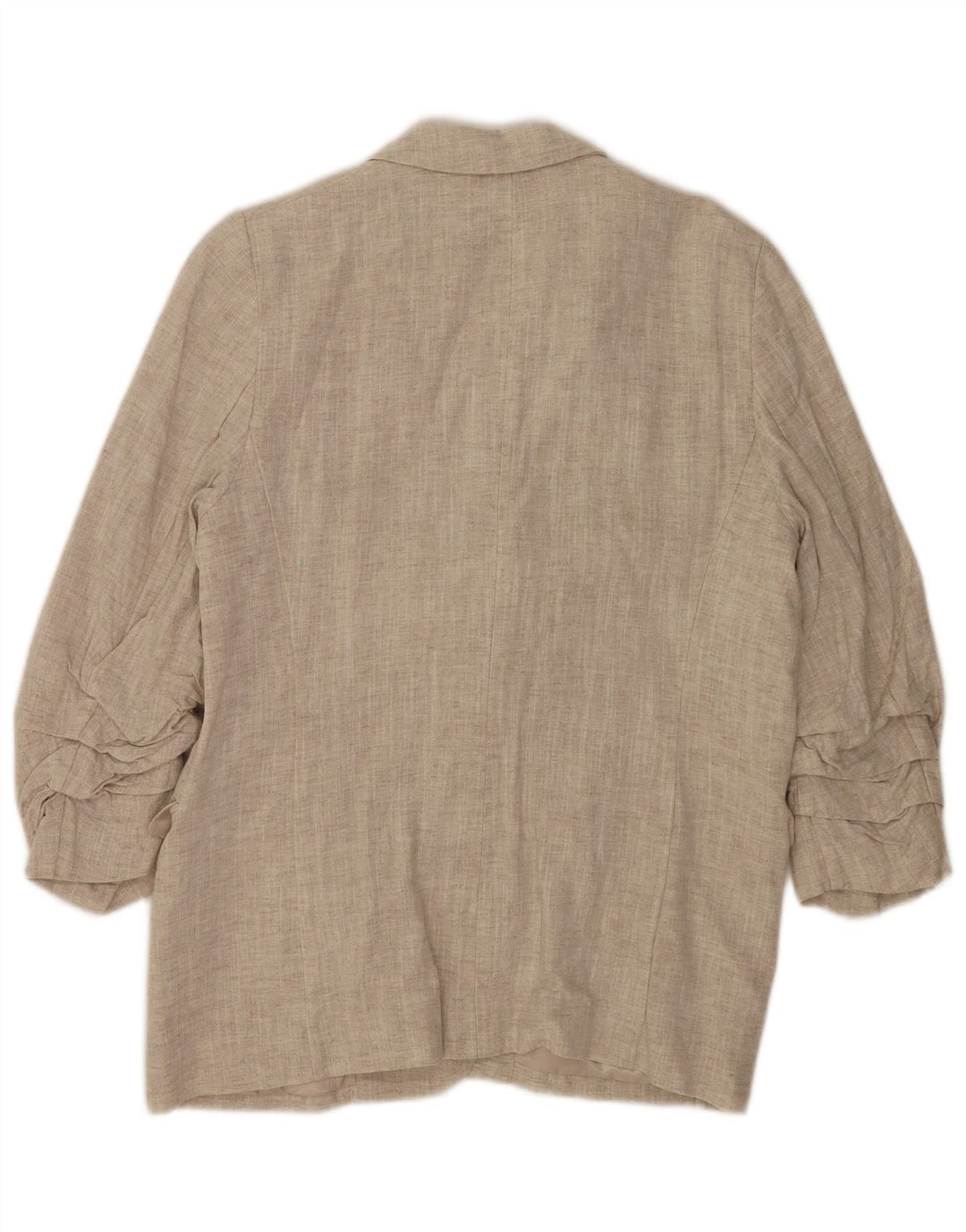 Marks & Spencer Womens 3/4 Sleeve Open Blazer Jacket UK 14 Large Beige