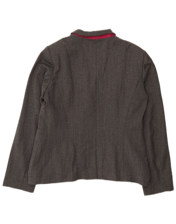 Benetton Womens 2 Button Blazer Jacket UK 16 Large Grey Wool