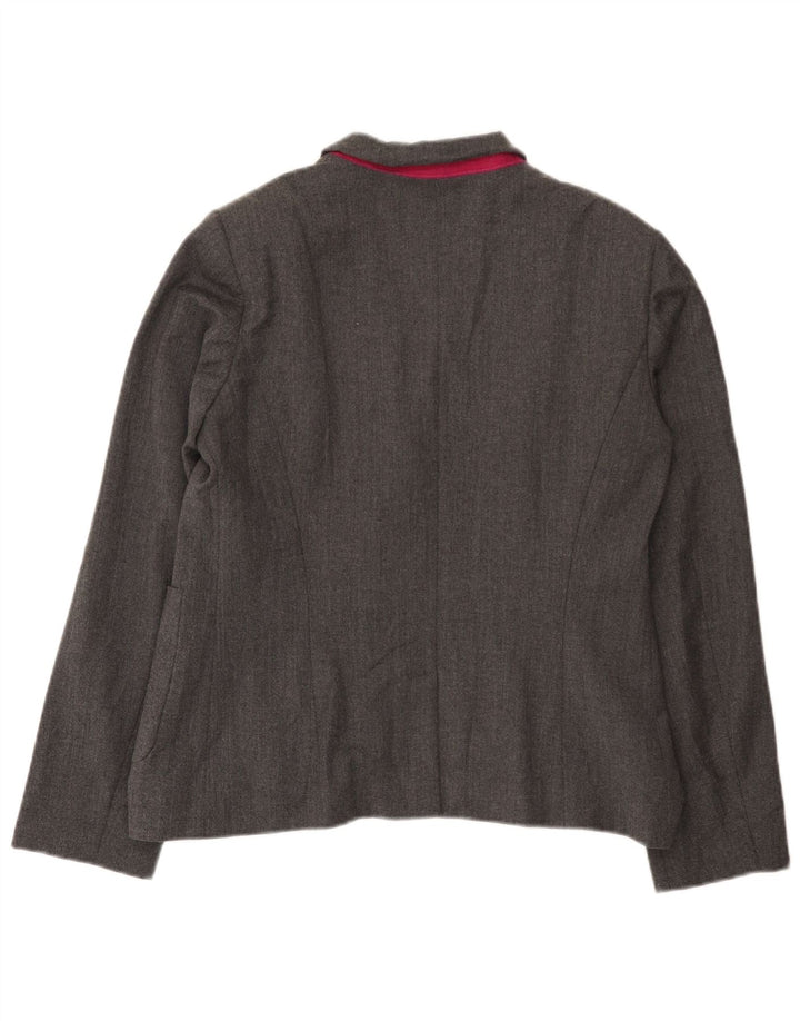 Benetton Womens 2 Button Blazer Jacket UK 16 Large Grey Wool