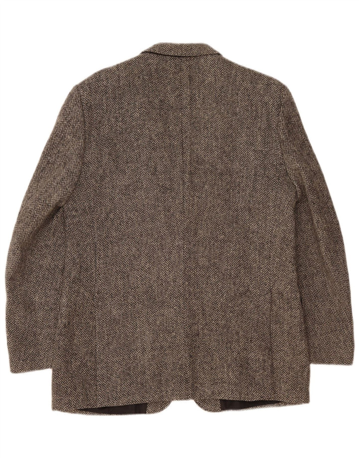 Harris Tweed Mens Regular Fit 2 Button Blazer Jacket EU 40 Large Grey Wool