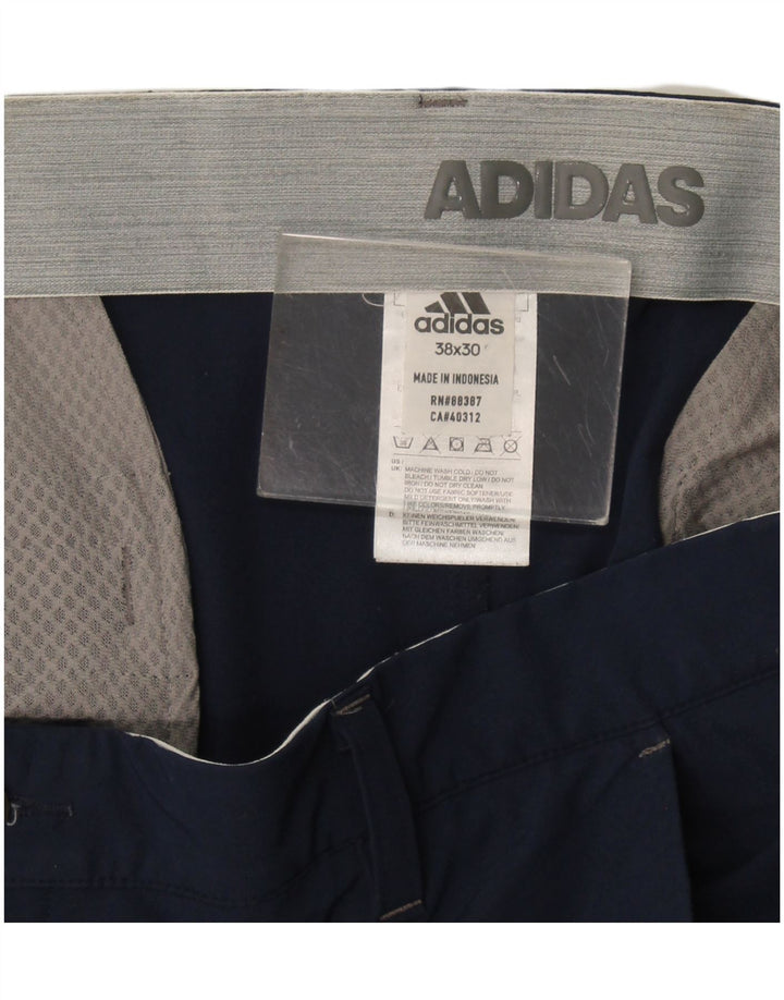 Adidas Mens Slim Chino Trousers W38 L30 Navy Blue Polyester