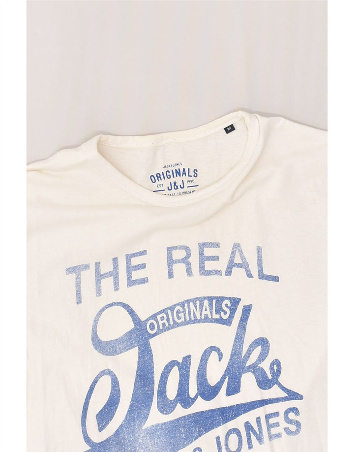 JACK & JONES Mens Graphic T-Shirt Top Medium White Cotton | Vintage Jack & Jones | Thrift | Second-Hand Jack & Jones | Used Clothing | Messina Hembry 