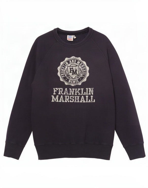Franklin Marshall Mens Graphic Sweatshirt Jumper Medium Navy Blue