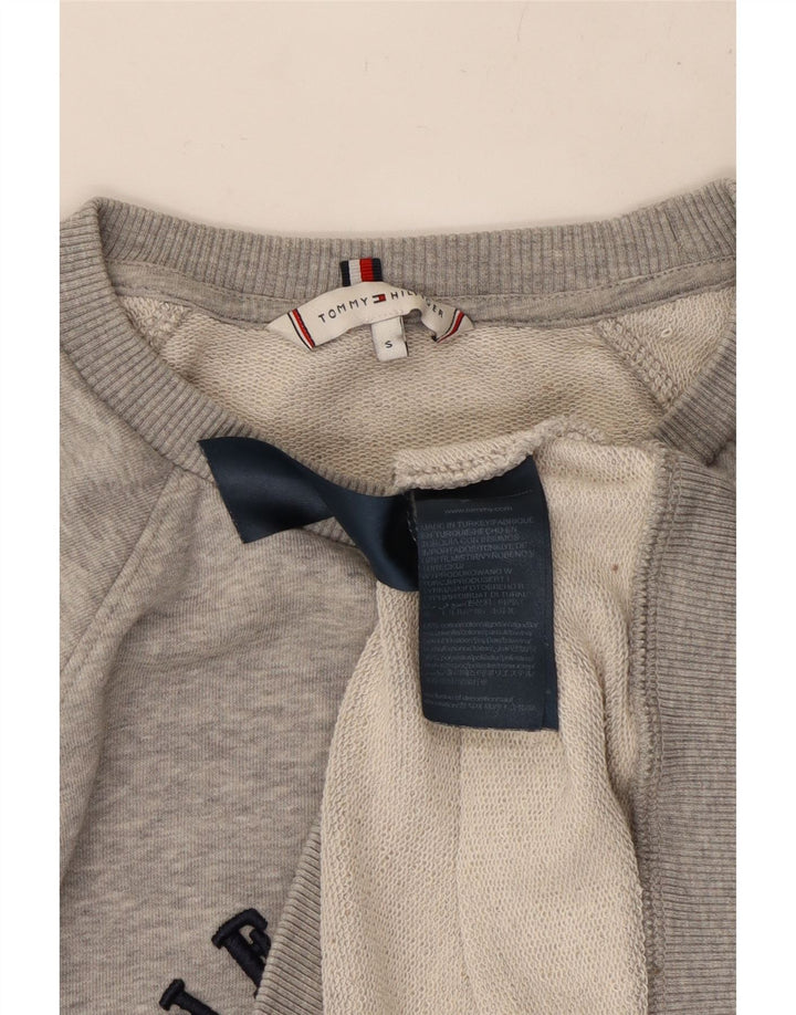 TOMMY HILFIGER Womens Oversized Graphic Sweatshirt Jumper UK 10 Small Grey