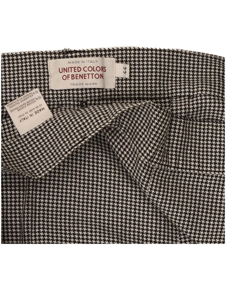 Benetton Womens Casual Trousers IT 44 Medium W28 L30 Black Houndstooth