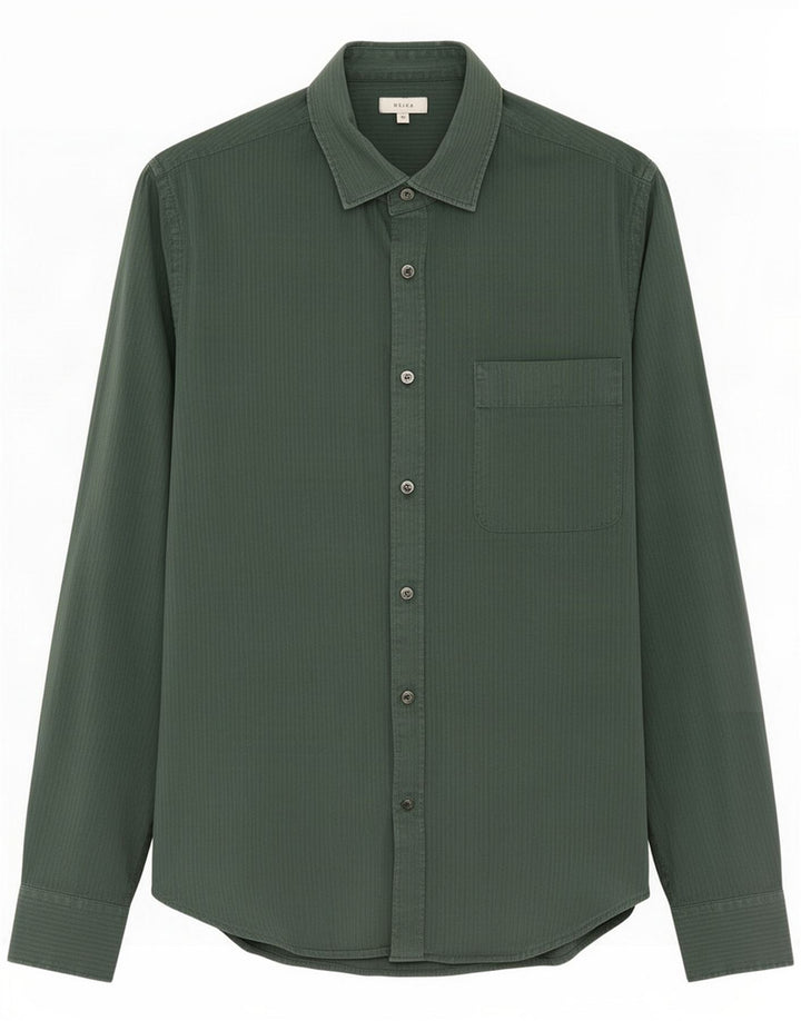 Reiss Mens Shirt Medium Green Pinstripe