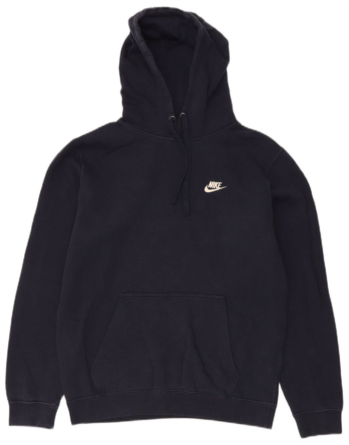 NIKE Mens Hoodie Jumper Medium Navy Blue Cotton