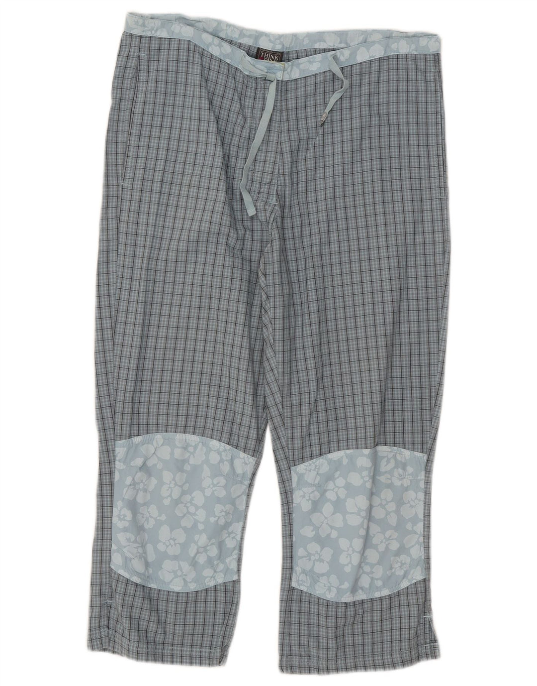 Think Pink Womens Capri Trousers W32 L21 Blue Check