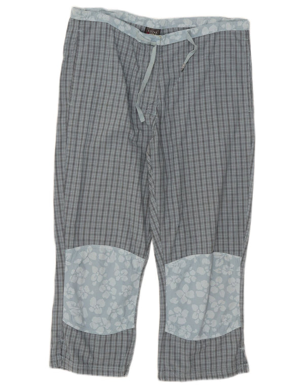 Think Pink Womens Capri Trousers W32 L21 Blue Check