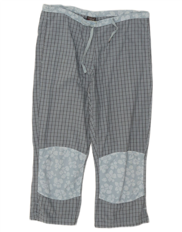 Think Pink Womens Capri Trousers W32 L21 Blue Check
