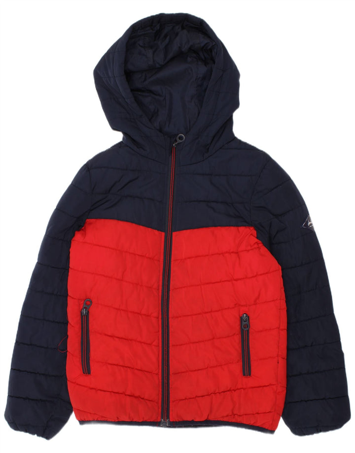 Joules Boys Hooded Padded Jacket 7-8 Years Navy Blue Colourblock