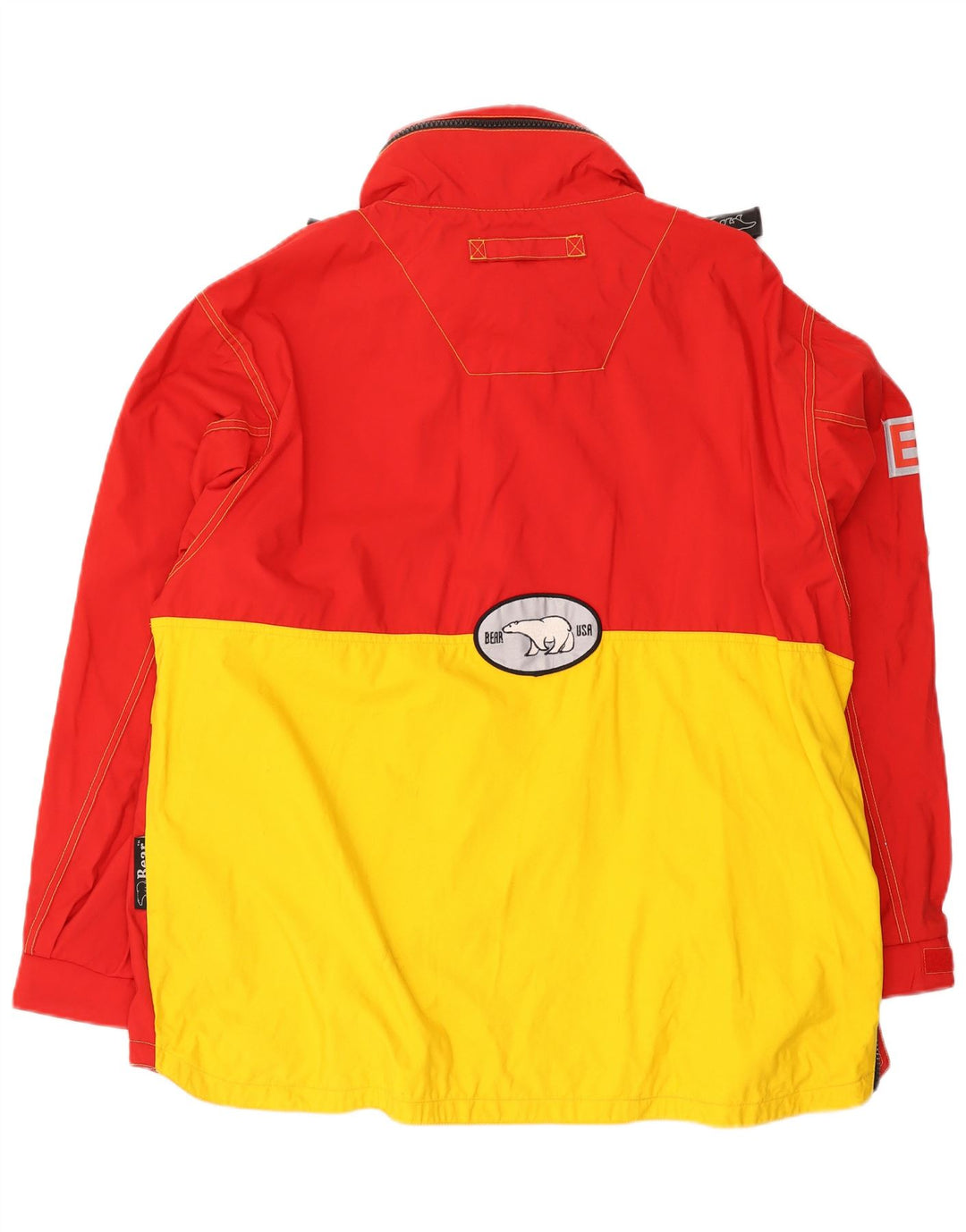 Bear Mens Graphic Pullover Rain Jacket UK 40 Large Red Colourblock Nylon