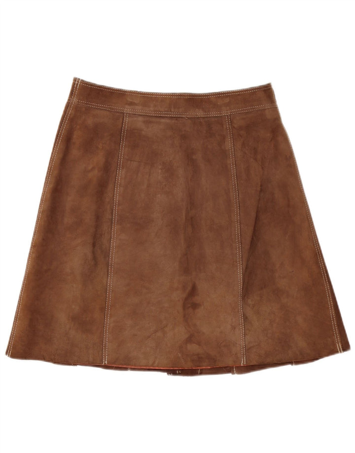 Vintage Womens Suede Skirt EU 40 Medium W30 Brown Leather