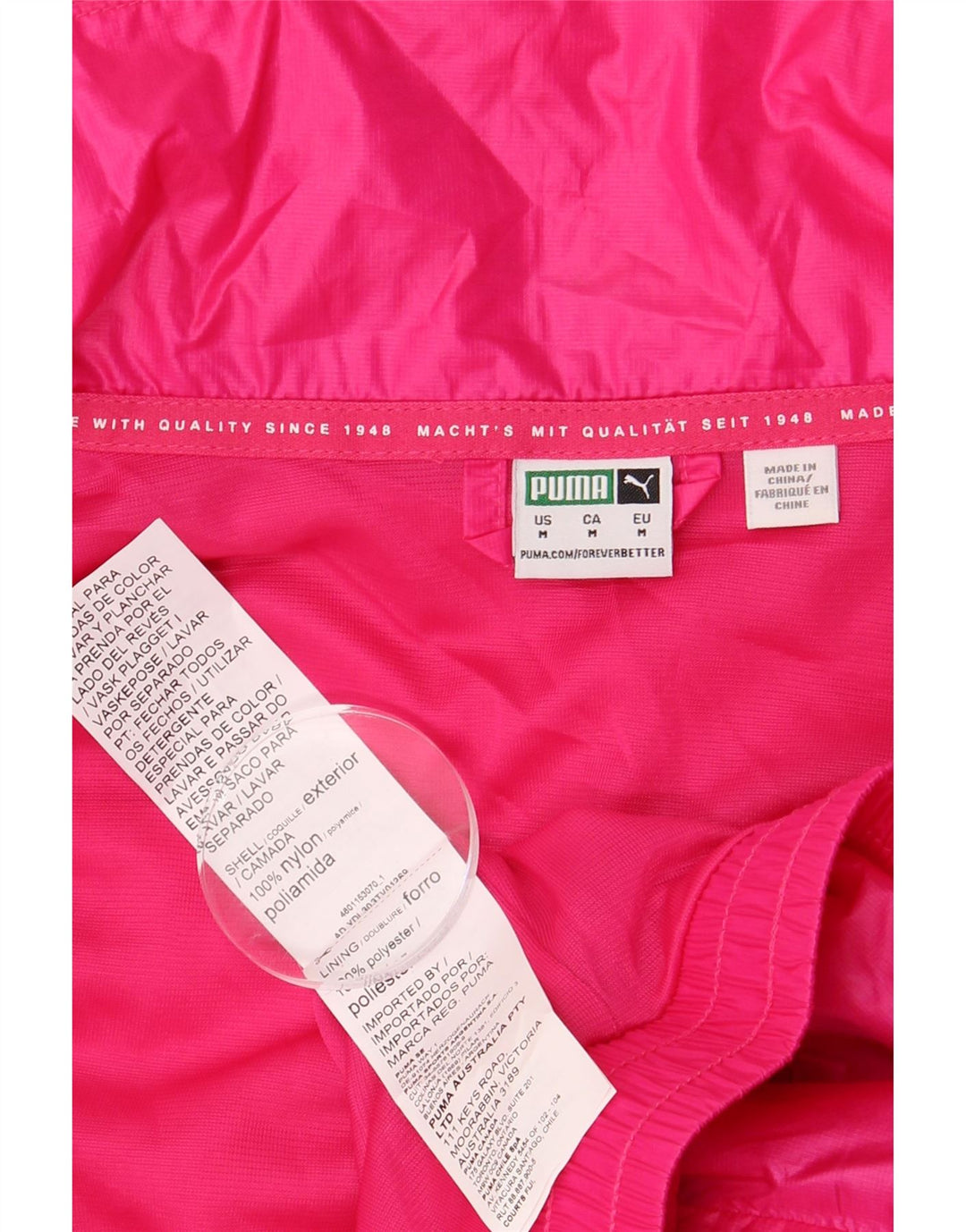 PUMA Womens Crop Oversized Tracksuit Top Jacket UK 14 Medium Pink Nylon